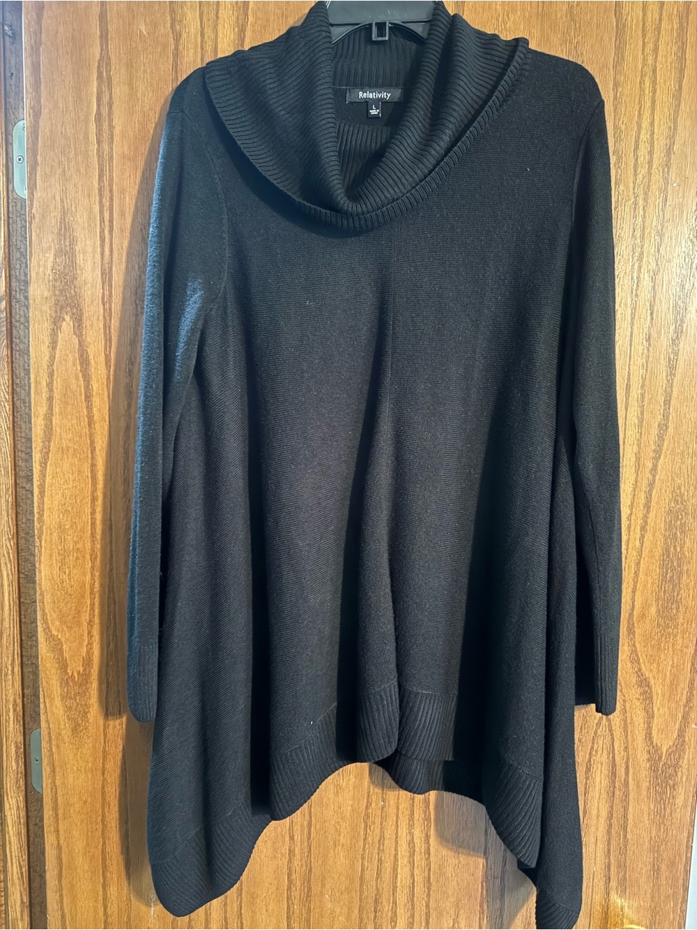 Relativity Black Cowl Neck Draped Sweater